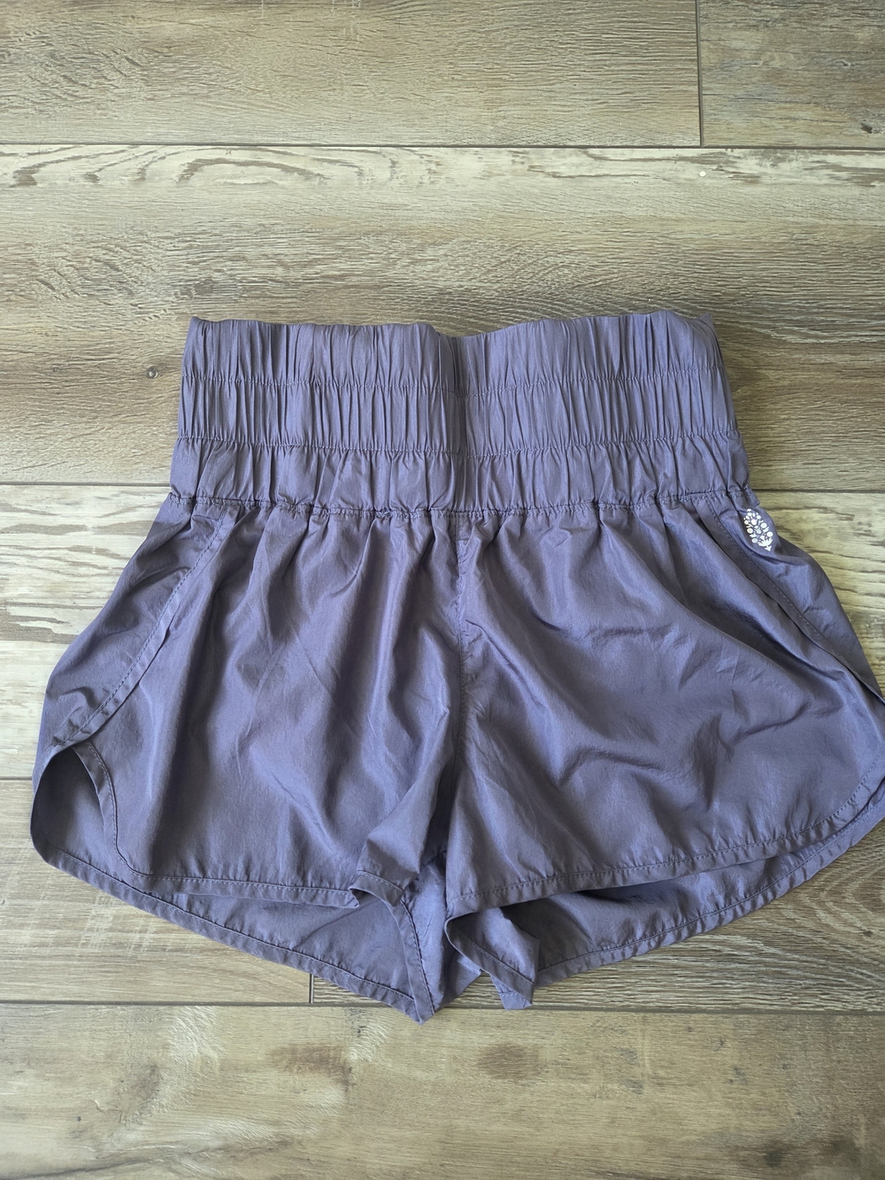 FP Movement by Free People Purple Smocked High-Waist Athletic Shorts Size M